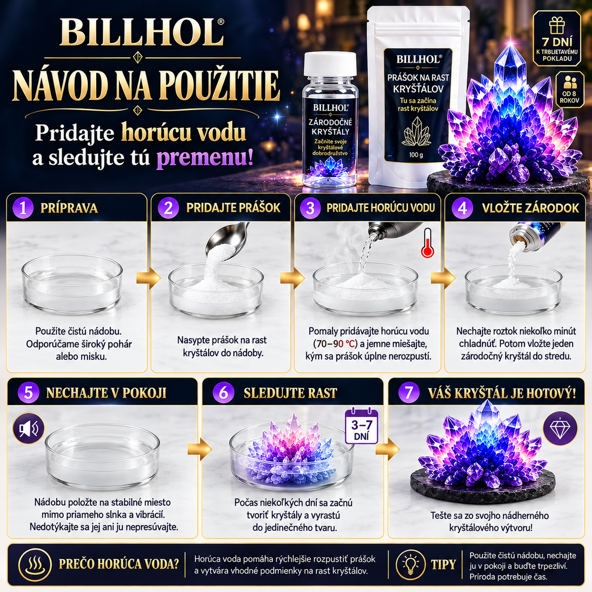 BILLHOL® Luxusná súprava na pestovanie kryštálov – prémiový prášok na pestovanie kryštálov 💎