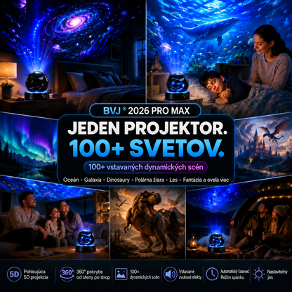 BVJ® 2026 PRO MAX 5D 📺– inteligentný projektor so 100+ scénami, ovládaním cez Bluetooth a zvukovými efektmi