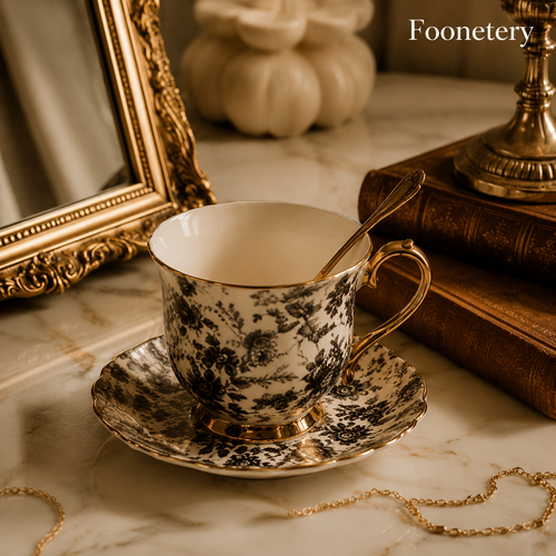Foonetery Vintage Floral Porcelain Tea Cup Set