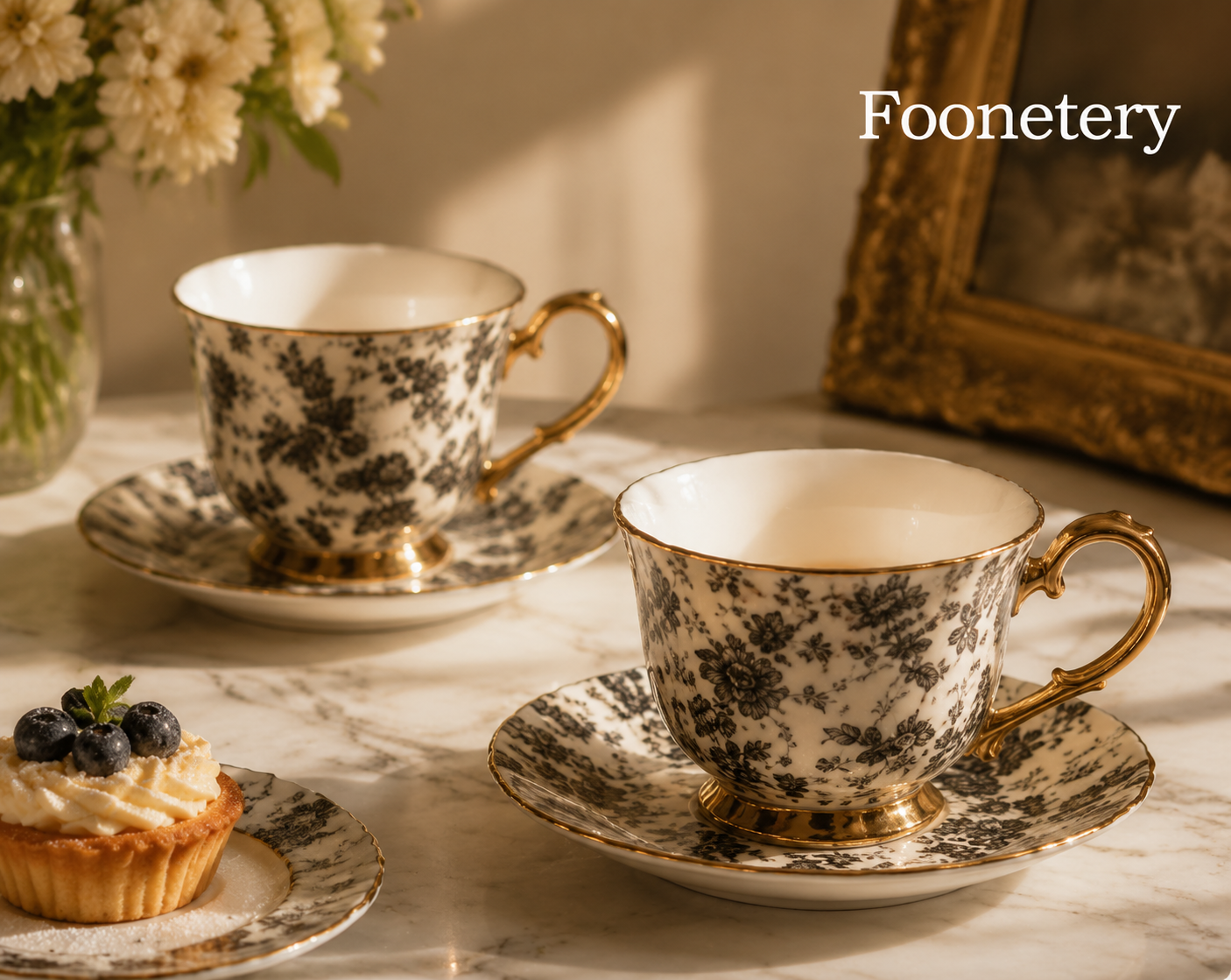 Foonetery Vintage Floral Porcelain Tea Cup Set