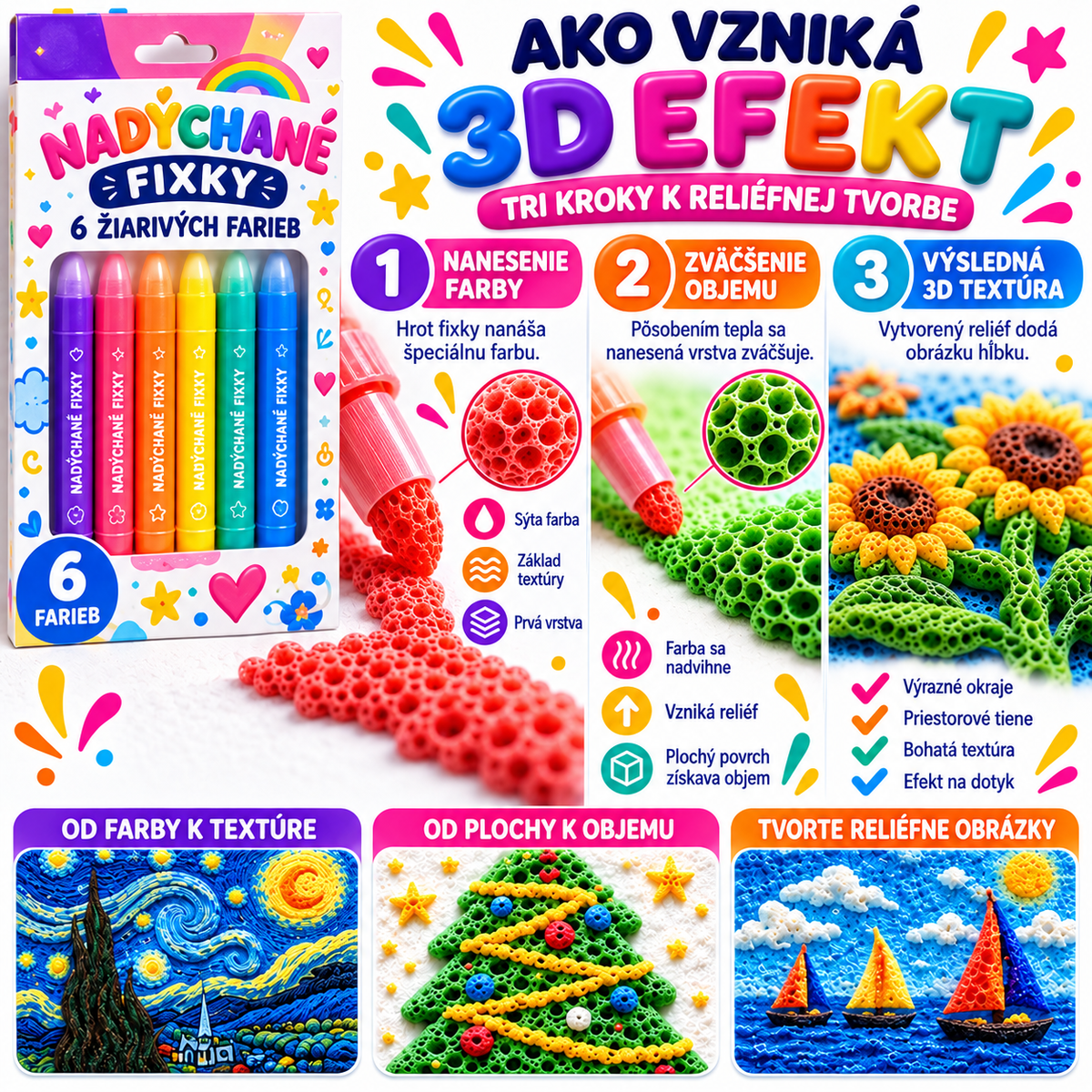 BILLHOL®  ✏️3D reliéfne pero 🧊– Premeňte obyčajné kresby na farebné 3D diela
