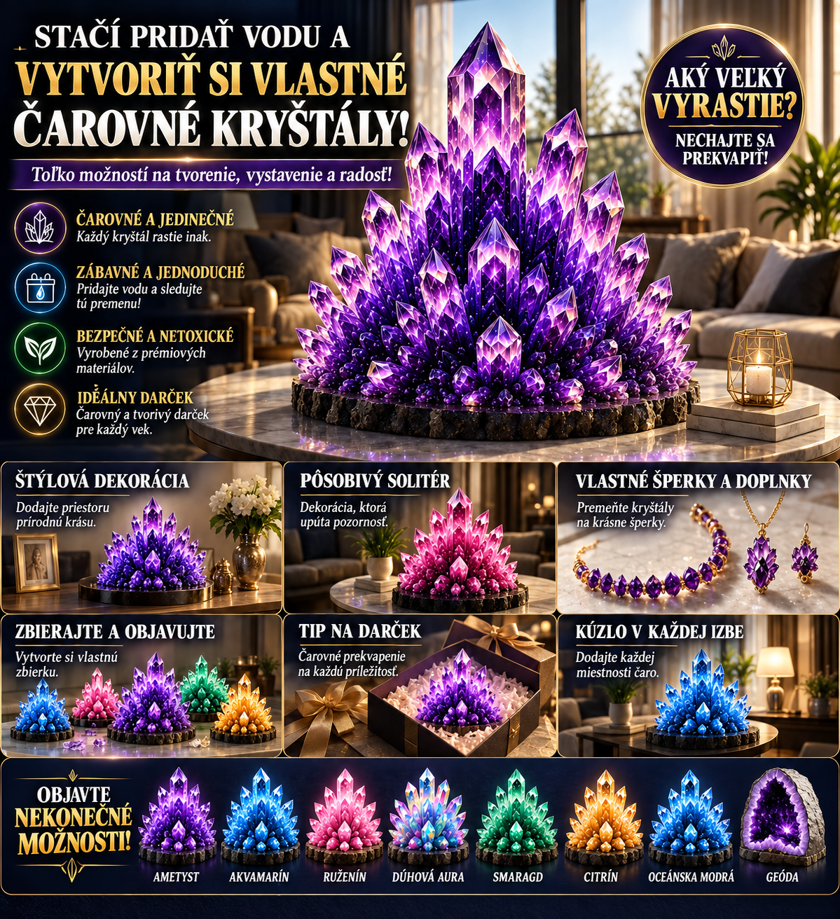 BILLHOL® Luxusná súprava na pestovanie kryštálov – prémiový prášok na pestovanie kryštálov 💎