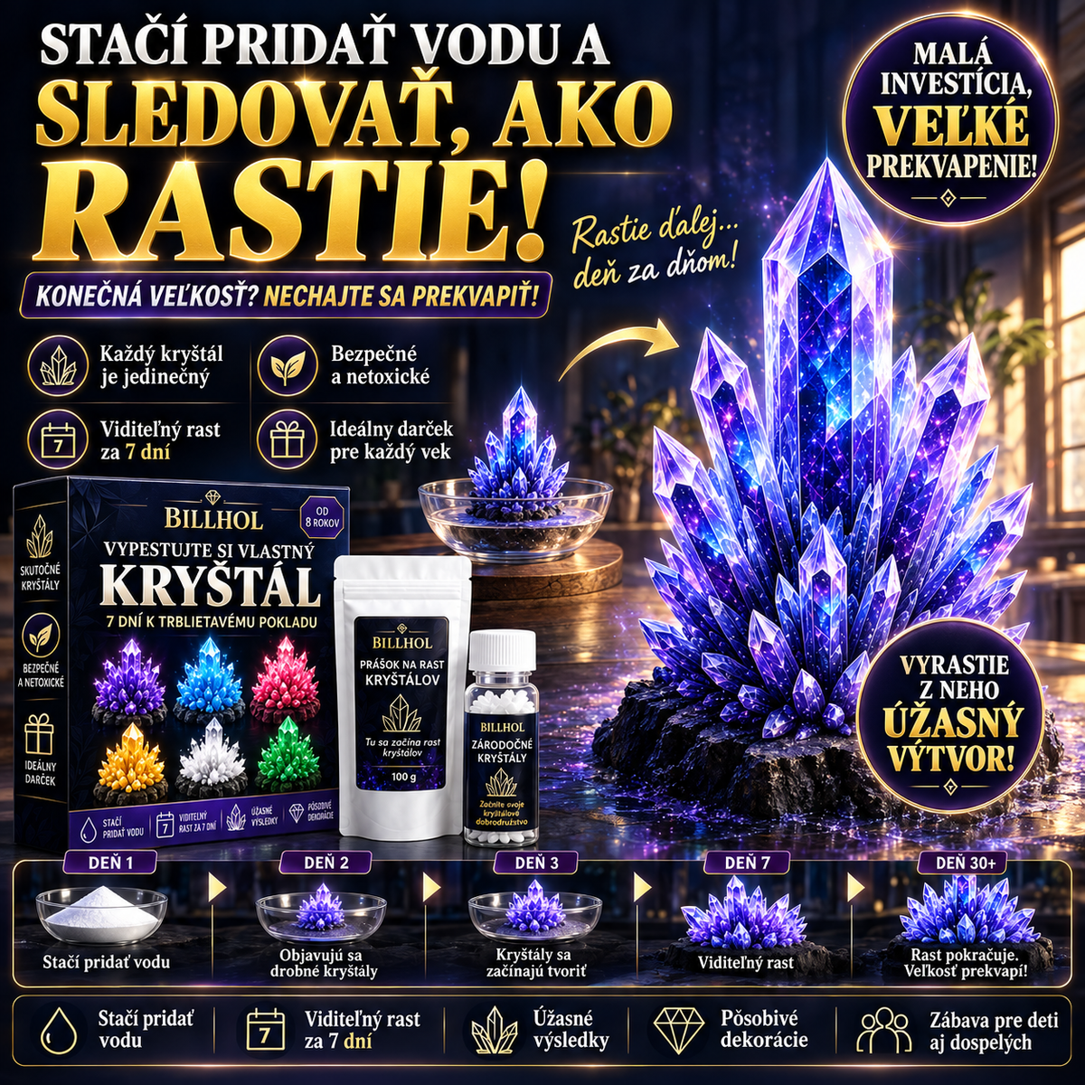 BILLHOL® Luxusná súprava na pestovanie kryštálov – prémiový prášok na pestovanie kryštálov 💎